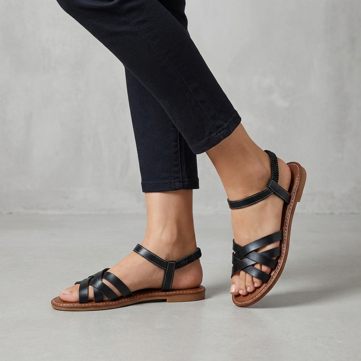 Elastic Strap Flat Sandals