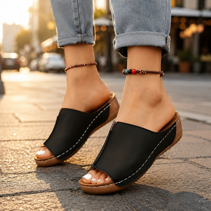 Anne Cushioned Wedge Slide Sandals