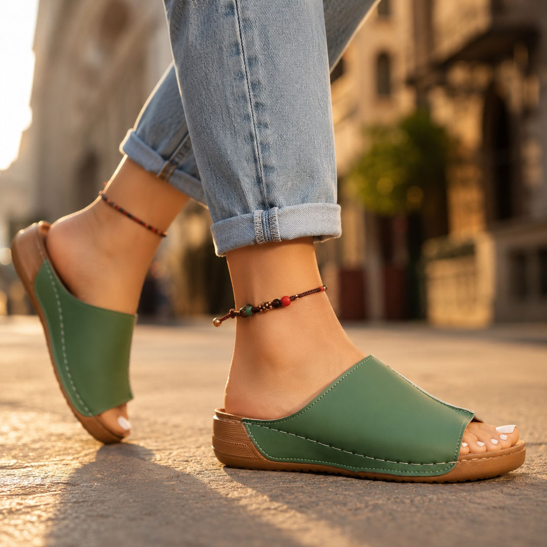 Anne Cushioned Wedge Slide Sandals