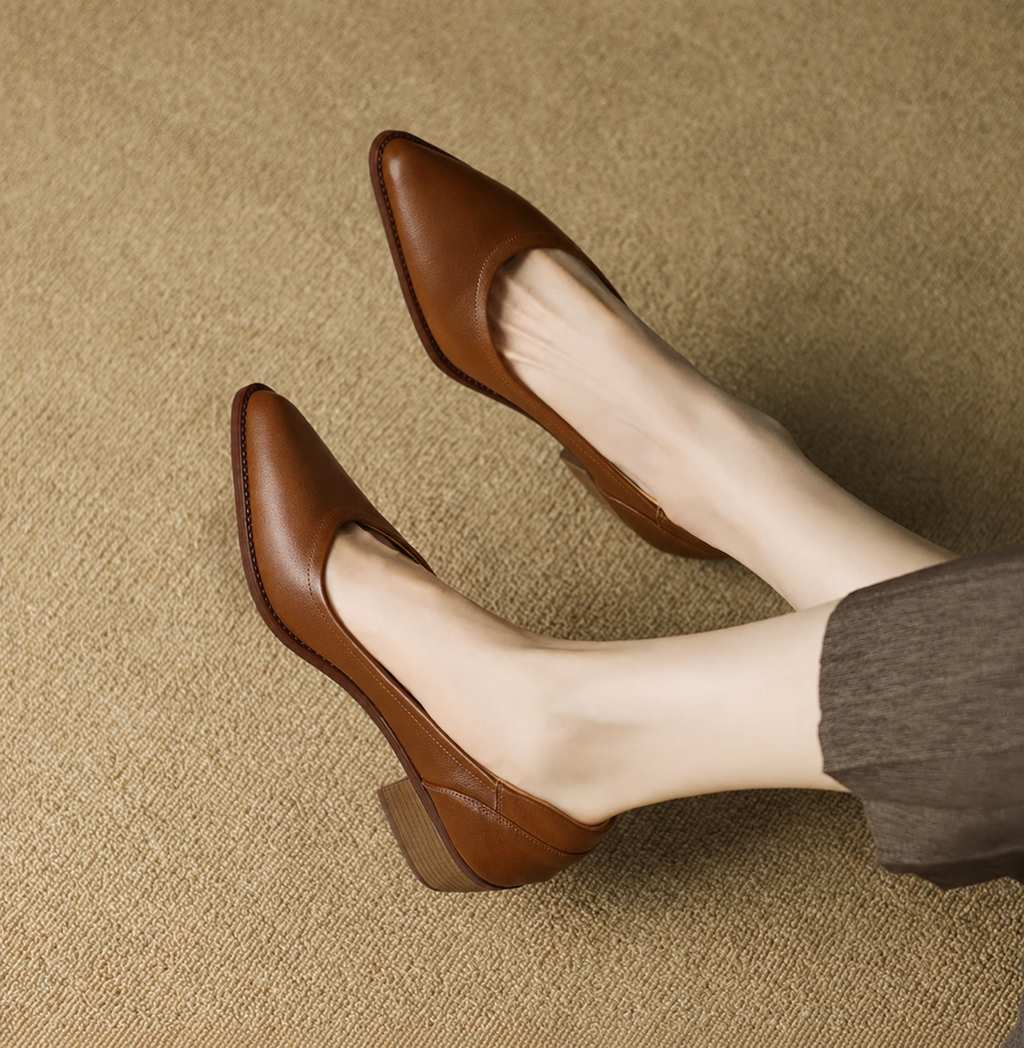 Cora | Pointed-Toe Block Heel Pumps