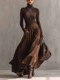 Honora | Top and Suede Midi Skirt Set