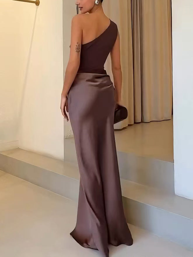 Camille | One-Shoulder Pleated Maxi Dress