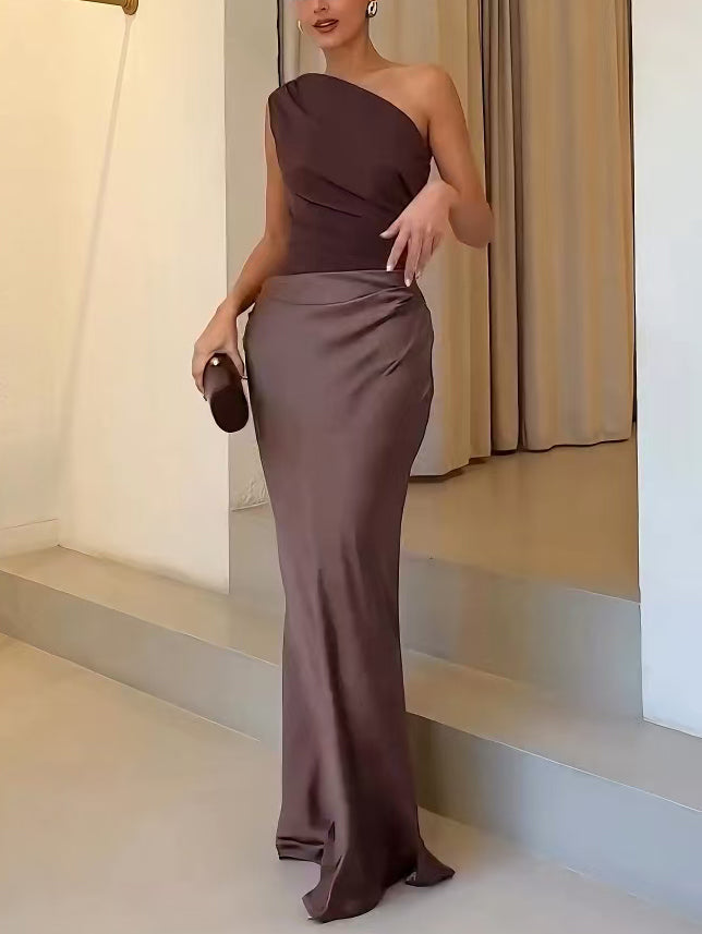 Camille | One-Shoulder Pleated Maxi Dress