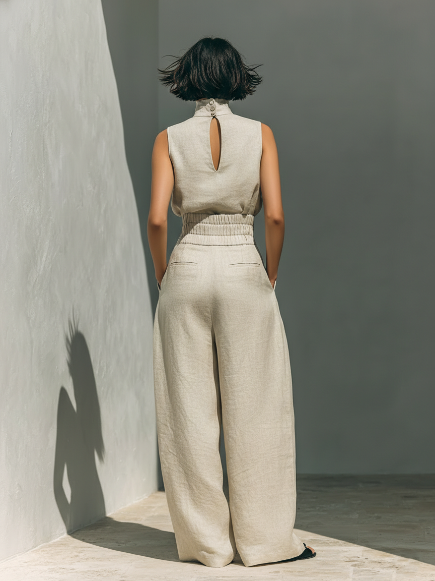 Ophelia | Sleeveless Top and Wide-Leg Trousers Set