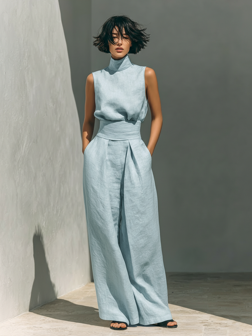 Ophelia | Sleeveless Top and Wide-Leg Trousers Set