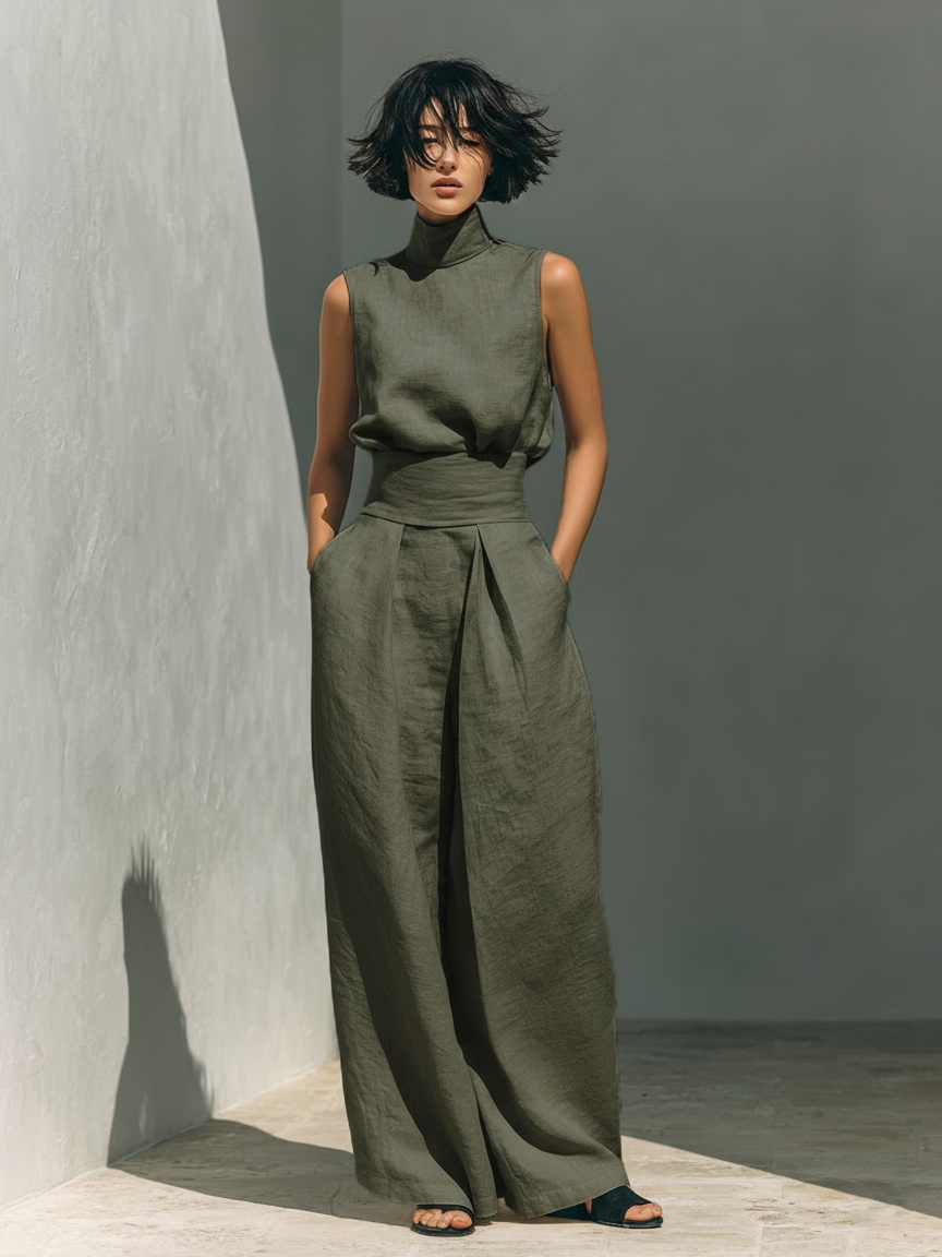 Ophelia | Sleeveless Top and Wide-Leg Trousers Set