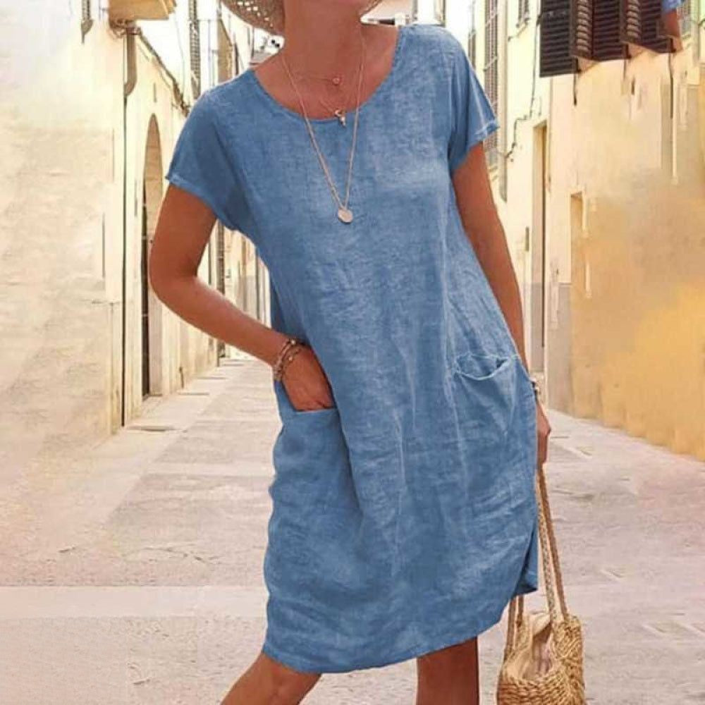 Edith | Round-Neck Mini Dress