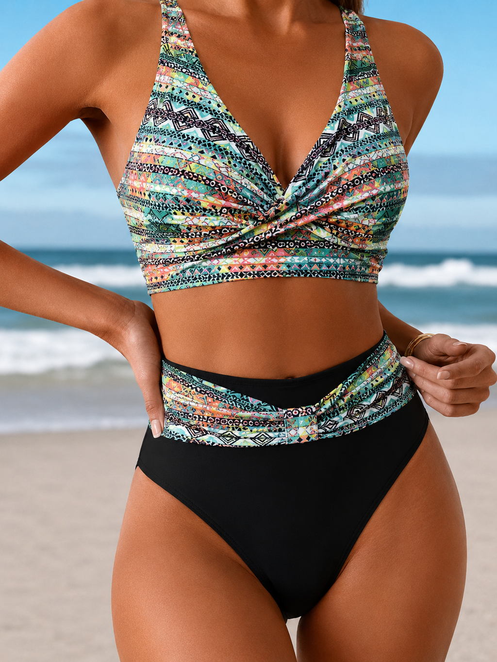 Valentina | Geometric V-Neck Bikini