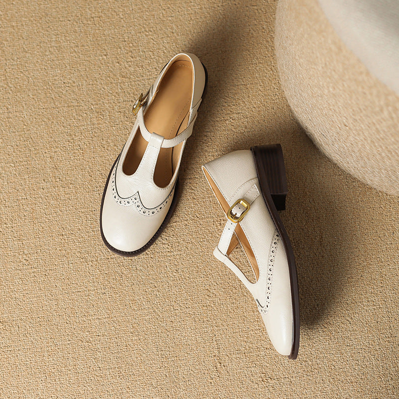 Nadine | Brogue T-Strap Mary Jane Shoes