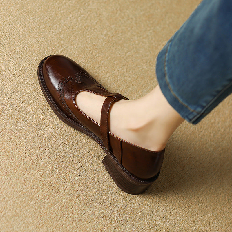 Nadine | Brogue T-Strap Mary Jane Shoes
