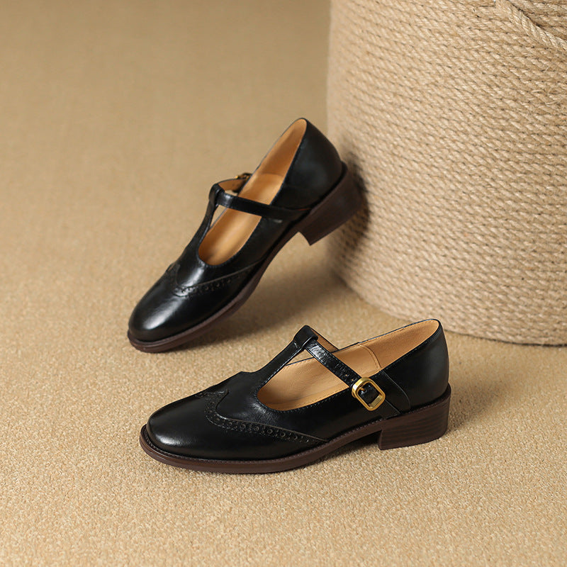 Nadine | Brogue T-Strap Mary Jane Shoes