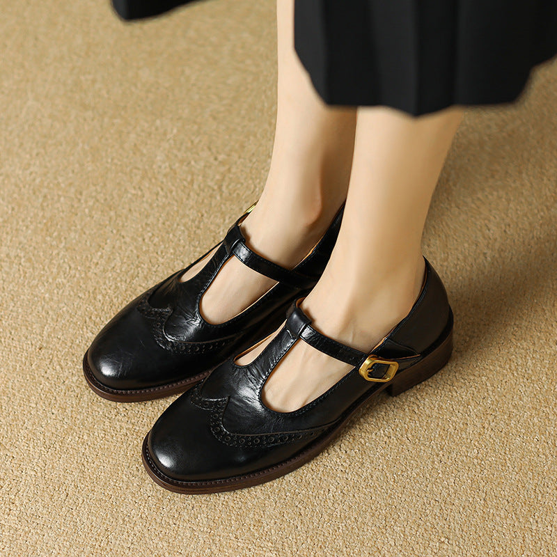Nadine | Brogue T-Strap Mary Jane Shoes