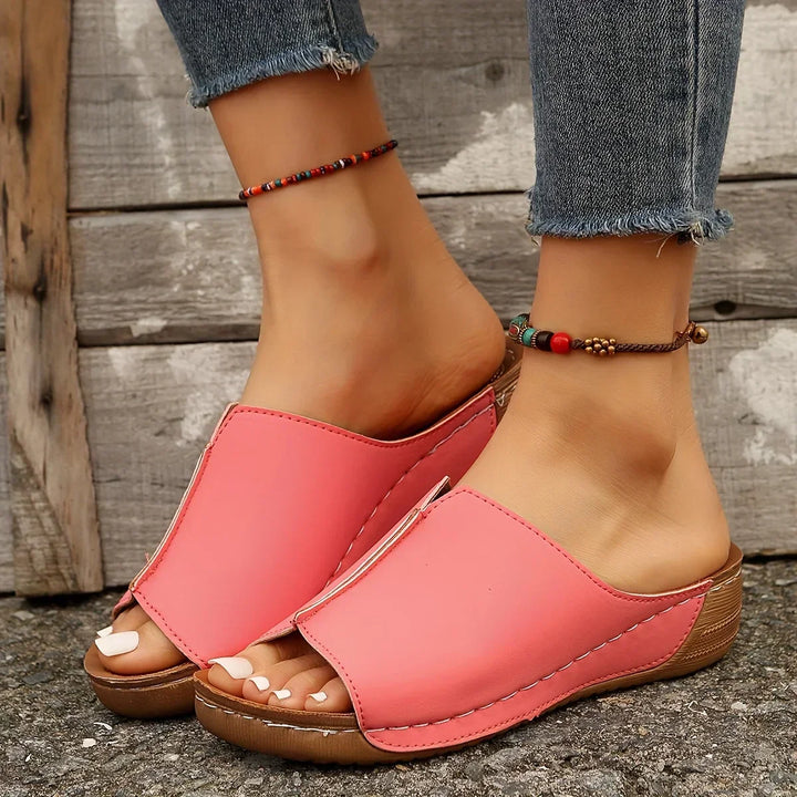 Anne Cushioned Wedge Slide Sandals