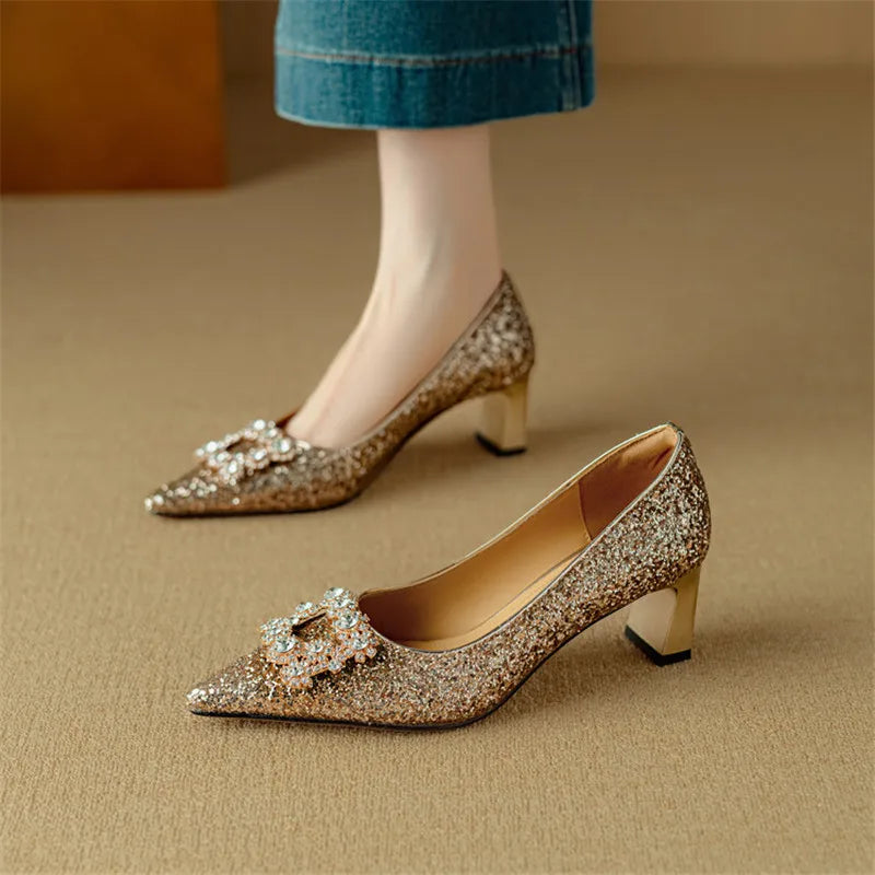 Gloria | Glitter Court Shoes