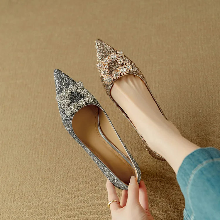Gloria | Glitter Court Shoes