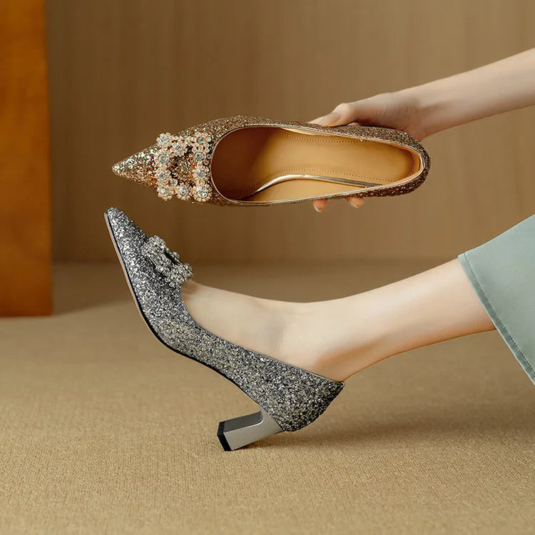 Gloria | Glitter Court Shoes