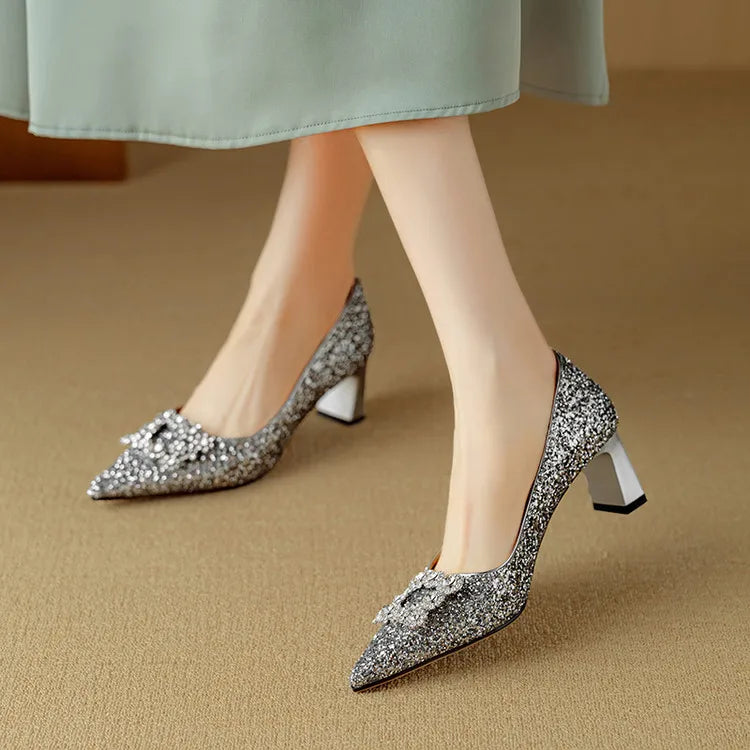 Gloria | Glitter Court Shoes
