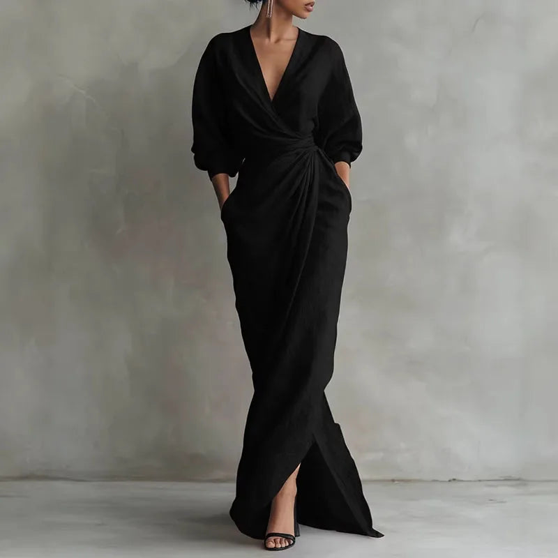 Josephine | Wrap Long-Sleeve Maxi Dress