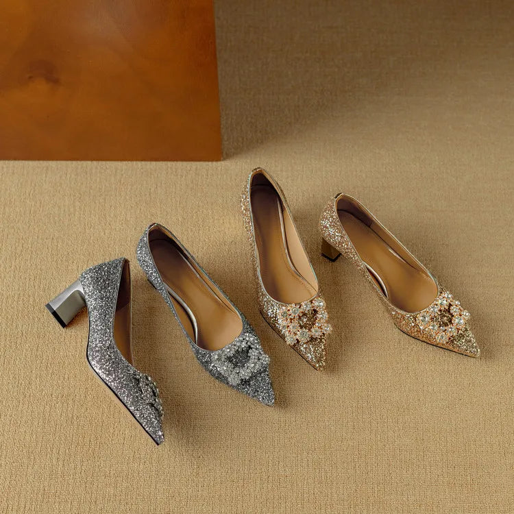 Gloria | Glitter Court Shoes