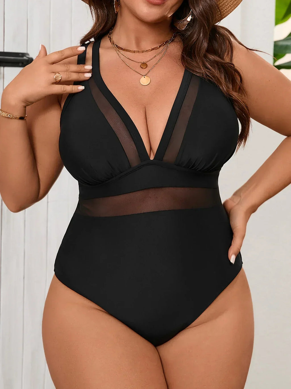 Genevieve | V-Neck Mesh Swimsuit