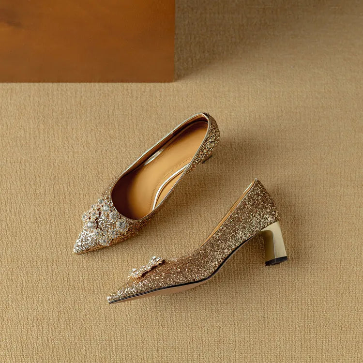 Gloria | Glitter Court Shoes