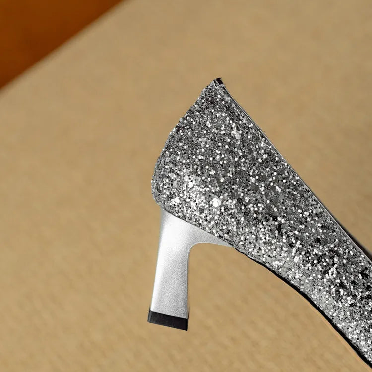 Gloria | Glitter Court Shoes