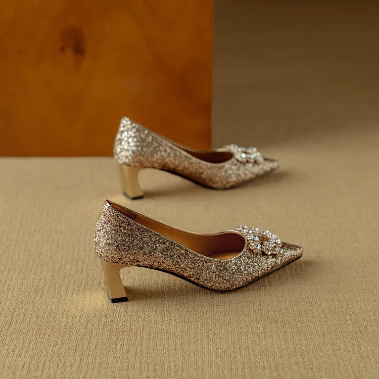 Gloria | Glitter Court Shoes