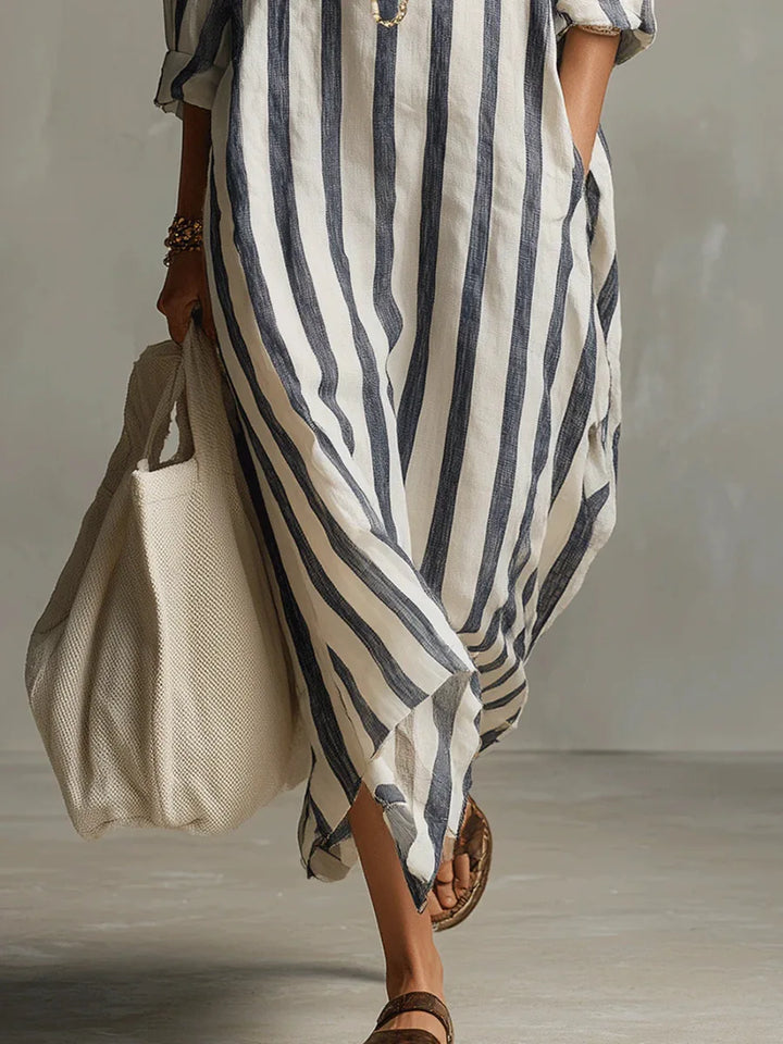 Opal | V-Neck Striped Shirt Dress