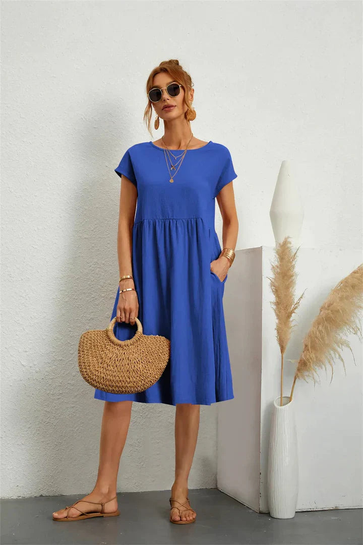 Soline | Knee-Length Linen Dress