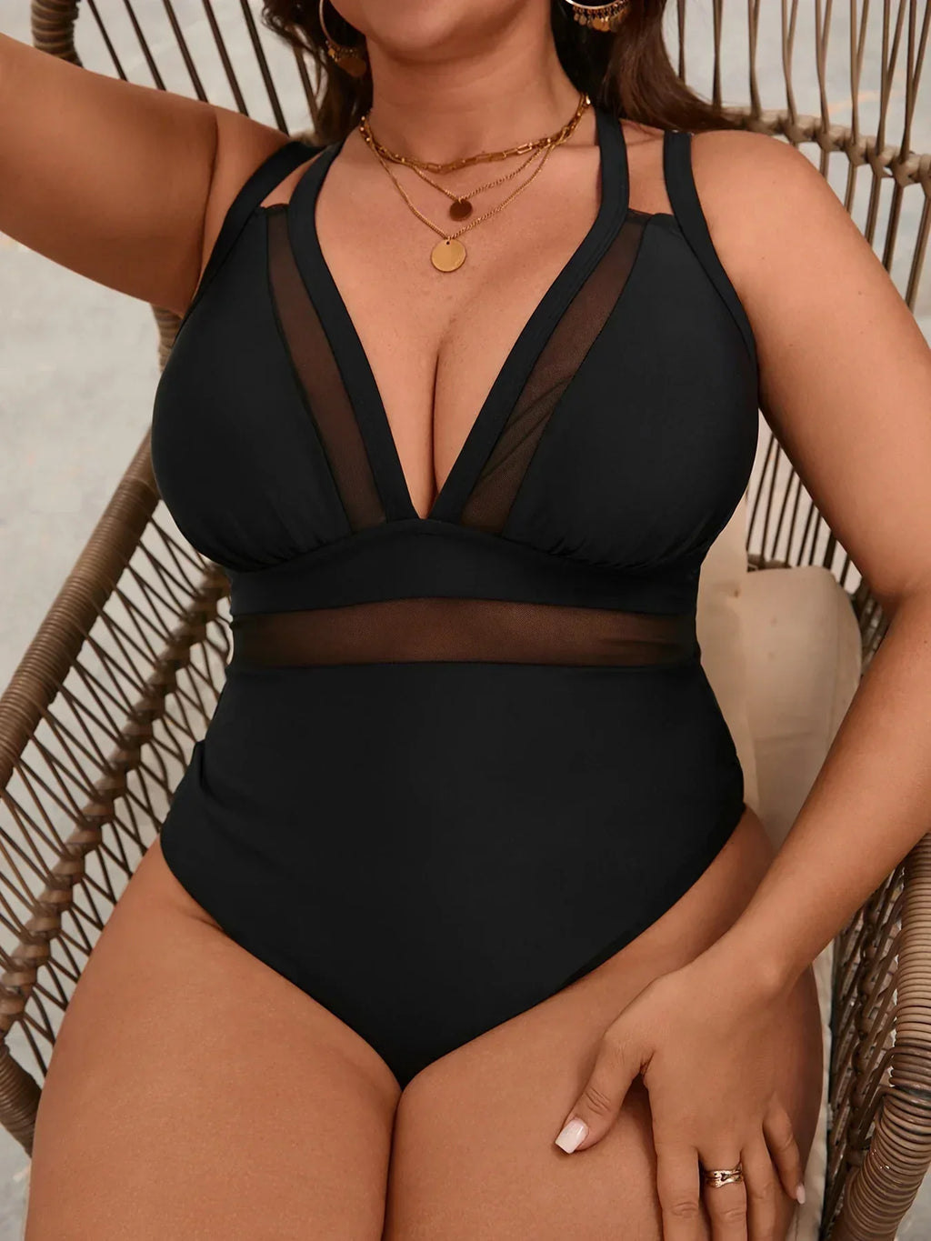 Genevieve | V-Neck Mesh Swimsuit