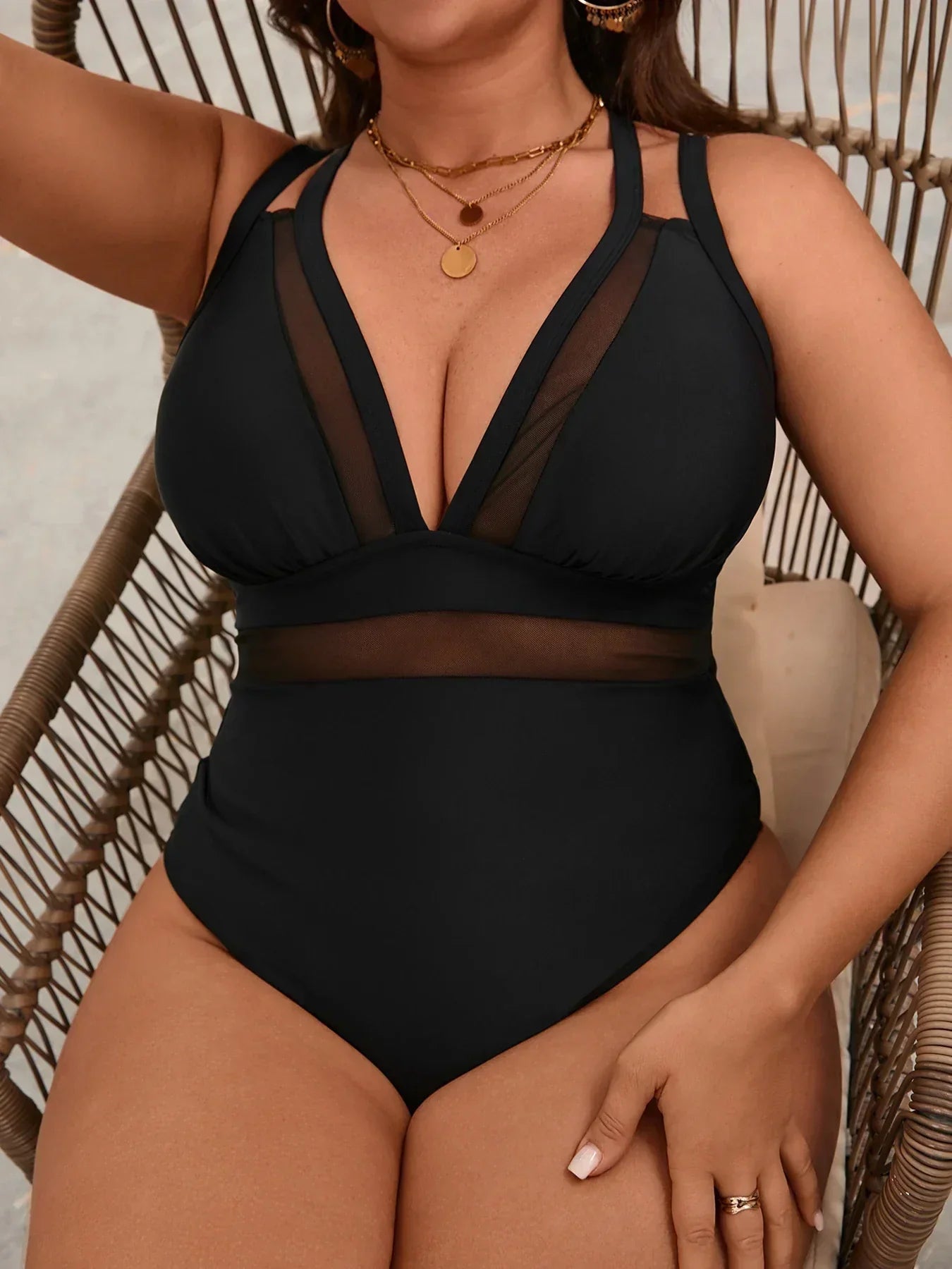 Genevieve | V-Neck Mesh Swimsuit