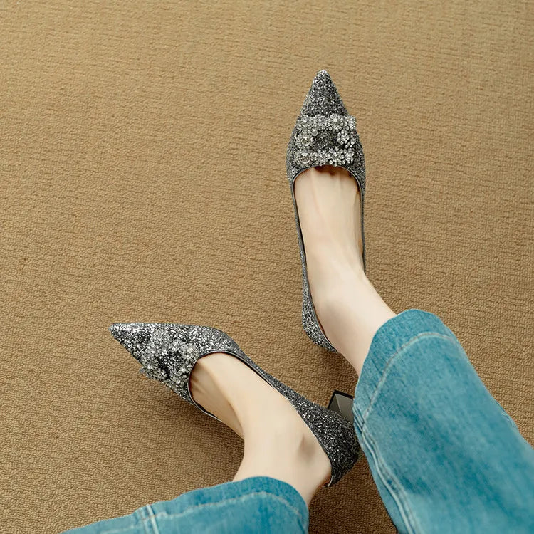 Gloria | Glitter Court Shoes