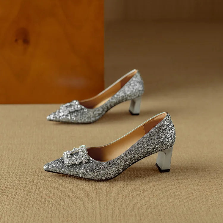 Gloria | Glitter Court Shoes