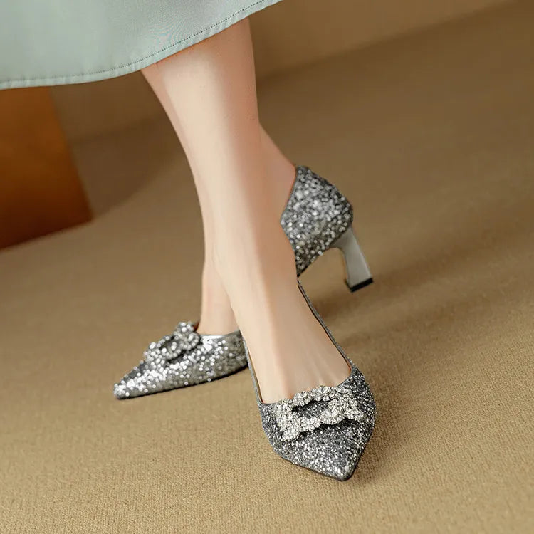 Gloria | Glitter Court Shoes