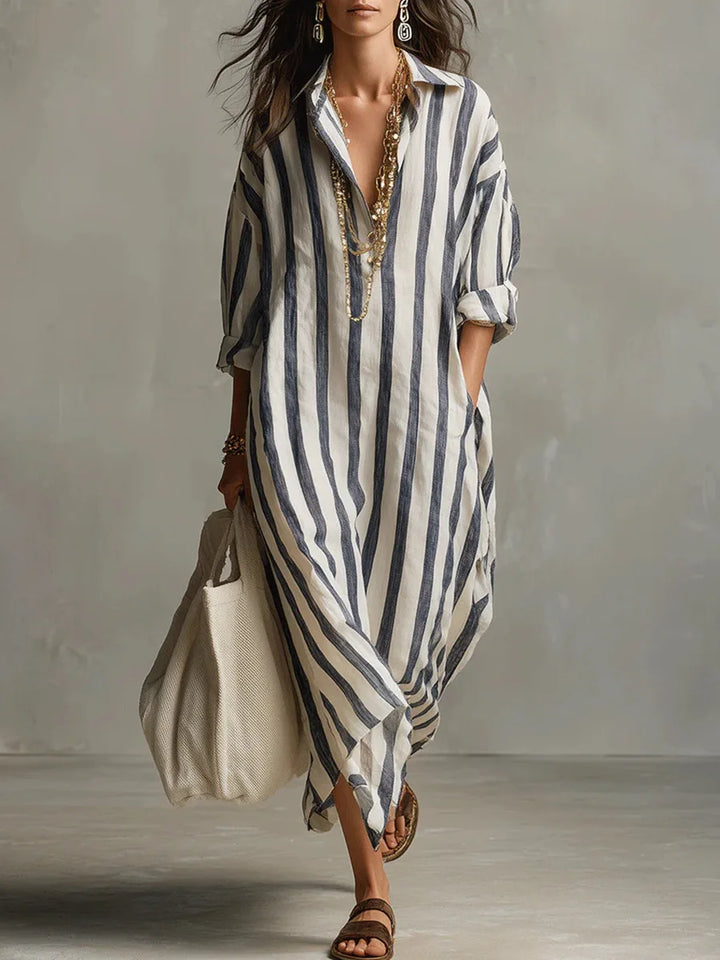 Opal | V-Neck Striped Shirt Dress