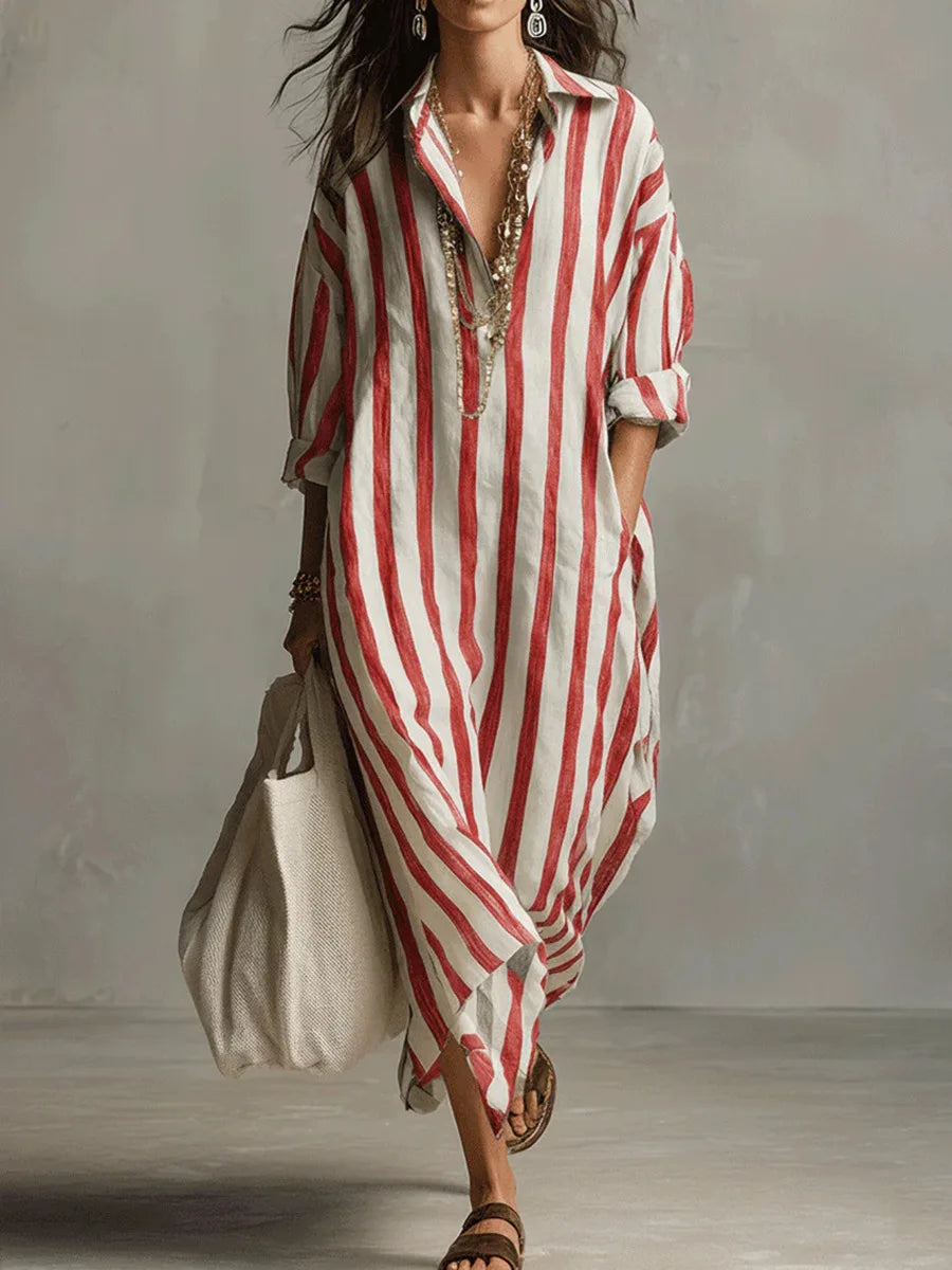 Opal | V-Neck Striped Shirt Dress