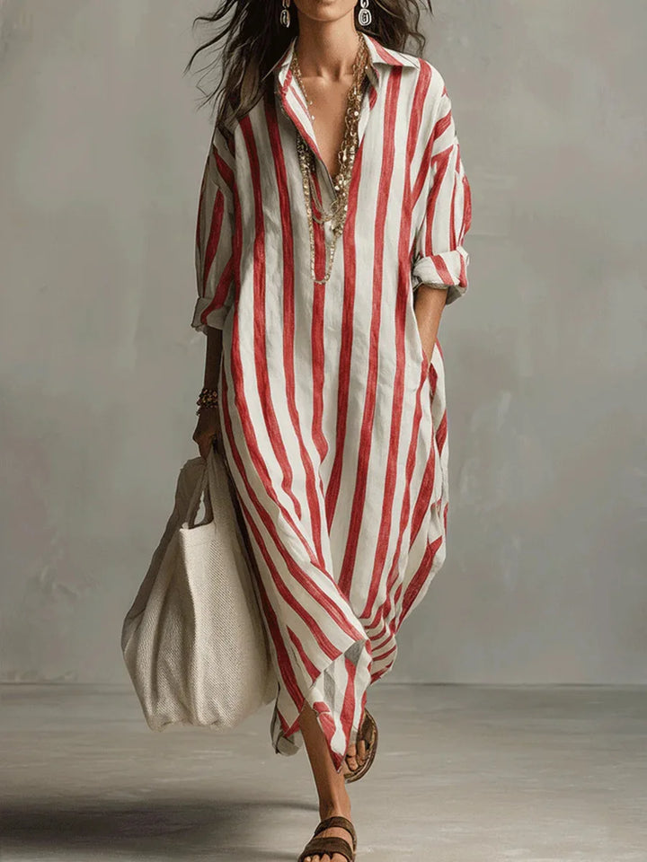 Opal | V-Neck Striped Shirt Dress