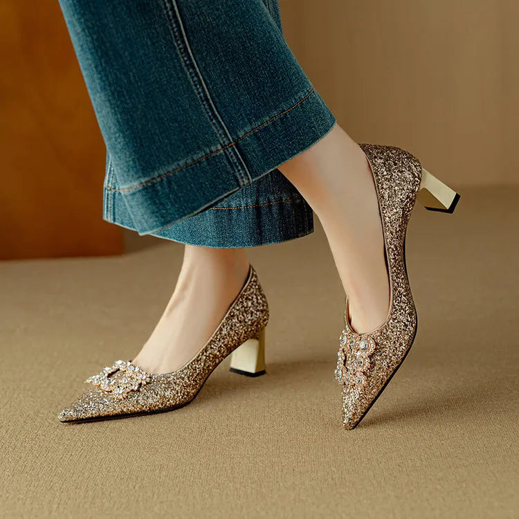Gloria | Glitter Court Shoes