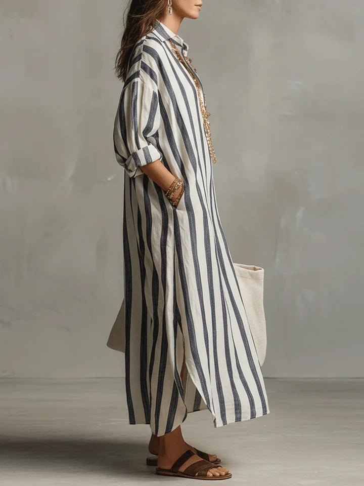 Opal | V-Neck Striped Shirt Dress