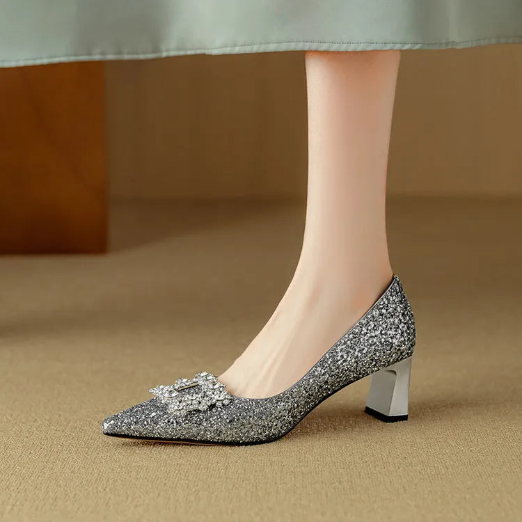 Gloria | Glitter Court Shoes