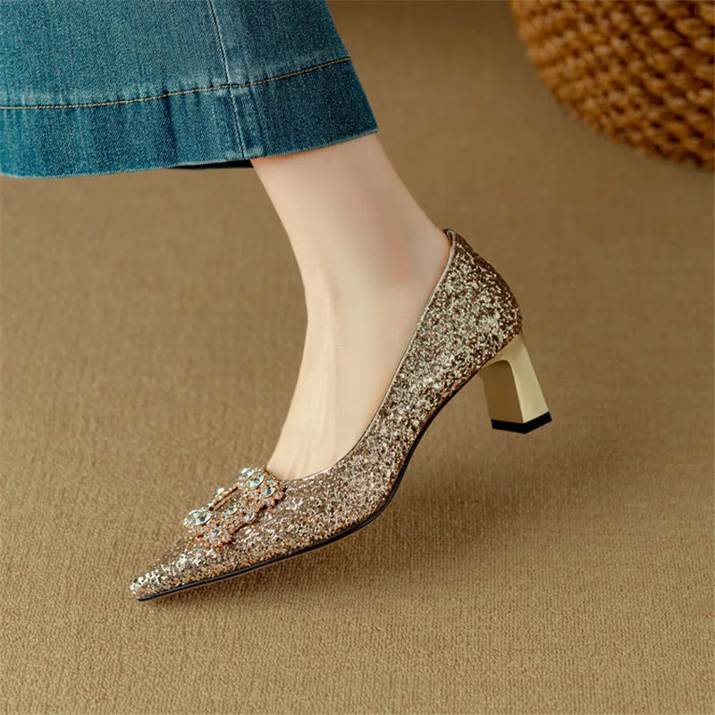 Gloria | Glitter Court Shoes