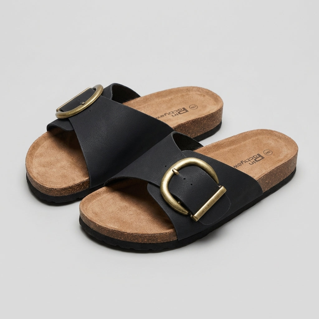 Adjustable Buckle Slide Sandals