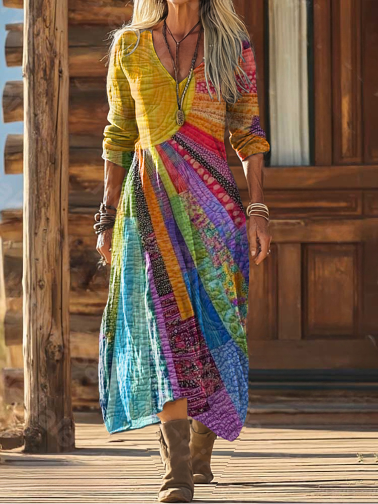 Aurelia | Sun-Print Boho Dress