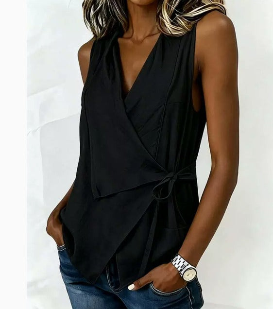 Sandy | Sleeveless Wrap Blouse