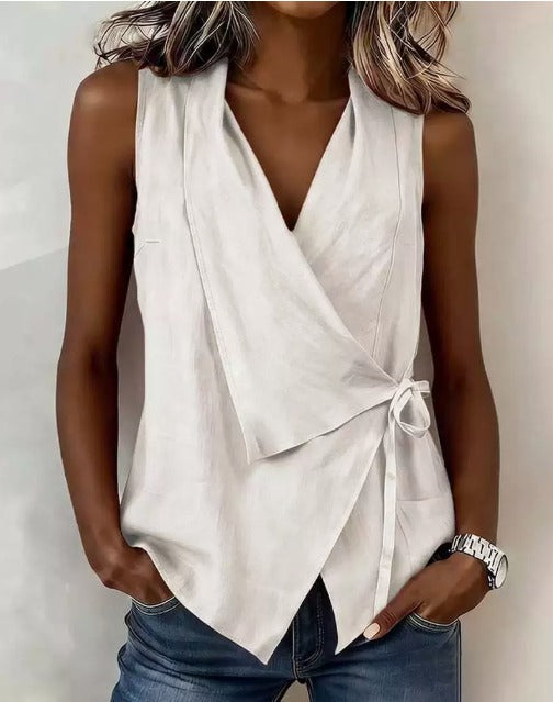 Sandy | Sleeveless Wrap Blouse