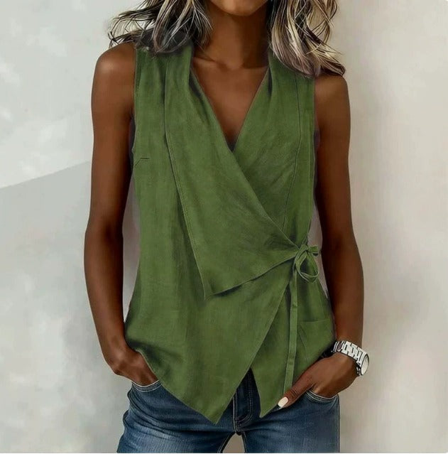 Sandy | Sleeveless Wrap Blouse