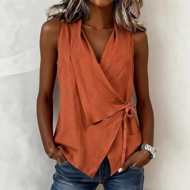 Sandy | Sleeveless Wrap Blouse