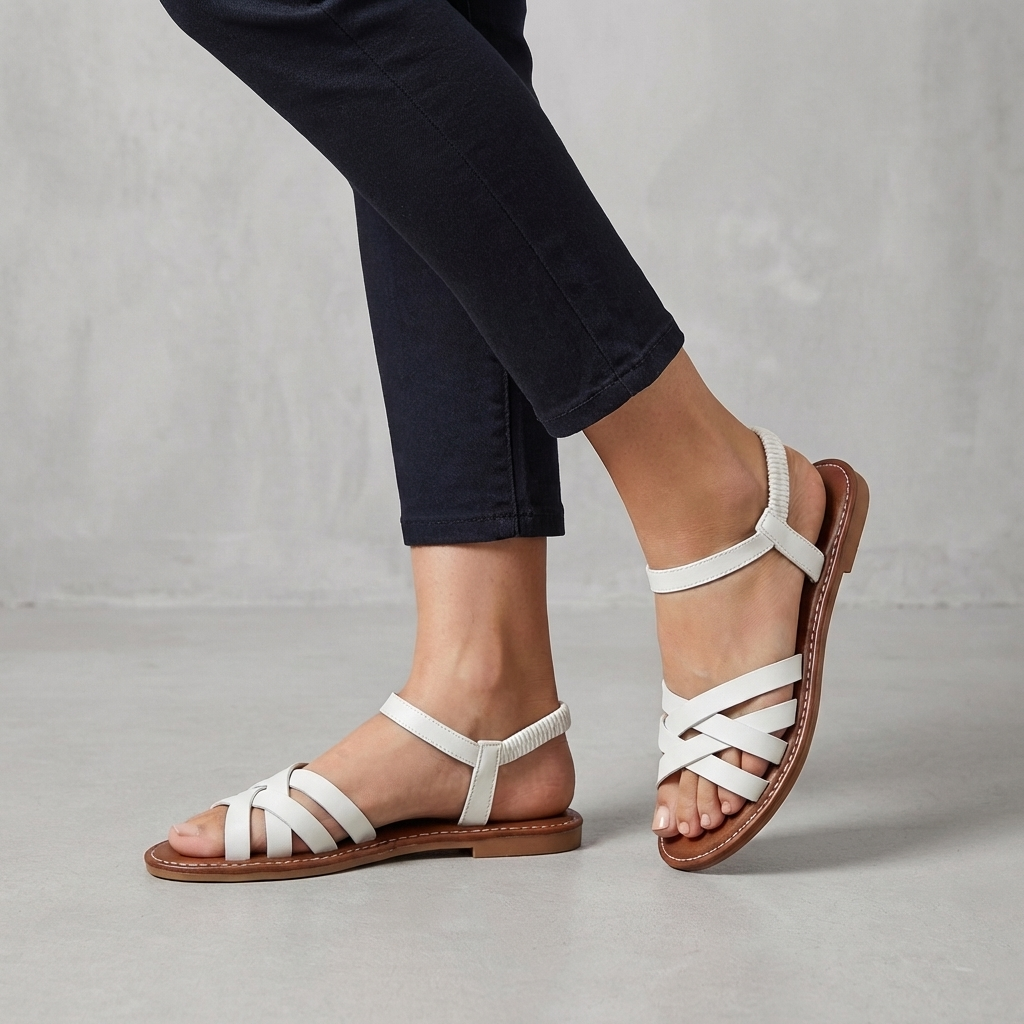 Elastic Strap Flat Sandals