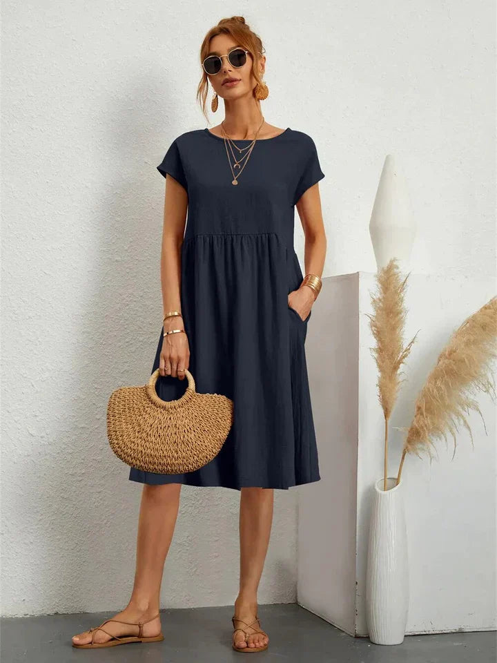 Soline | Knee-Length Linen Dress