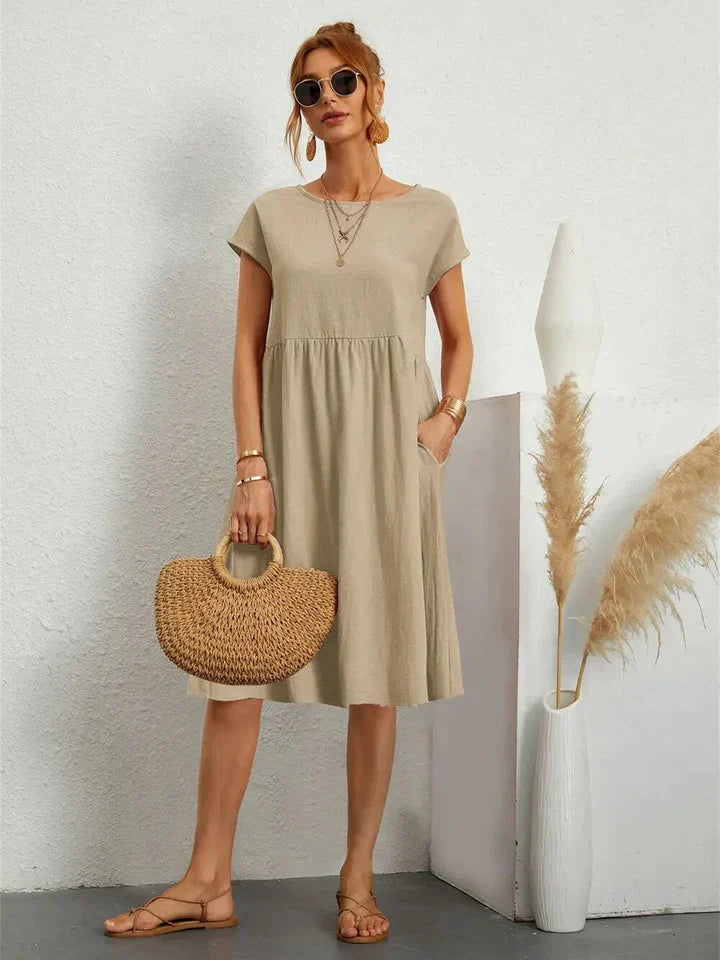 Soline | Knee-Length Linen Dress